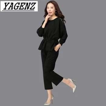 

Large-size Fashion 2 Pieces Set Ladies Suit sets 2018 Korea Loose O neck Pullover Tops+Pants Casual Women's Clothing Sets XL-5XL