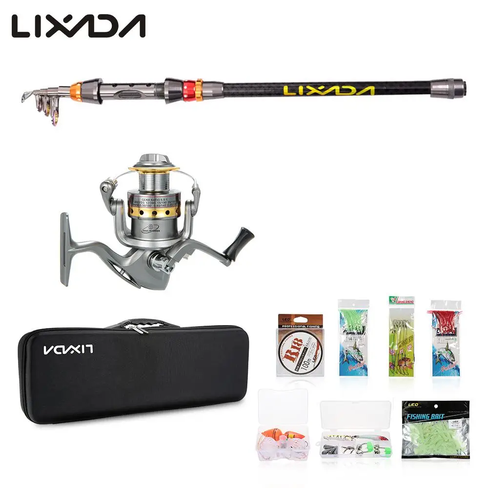 Lixada 2.4M~3M Telescopic Fishing Rod Spinning Reel Fishing Line Lures Hooks Kit Lixada 2.4M~3M Telescopic Fishing Rod Spinning Reel Fishing Line Lures Hooks Kit