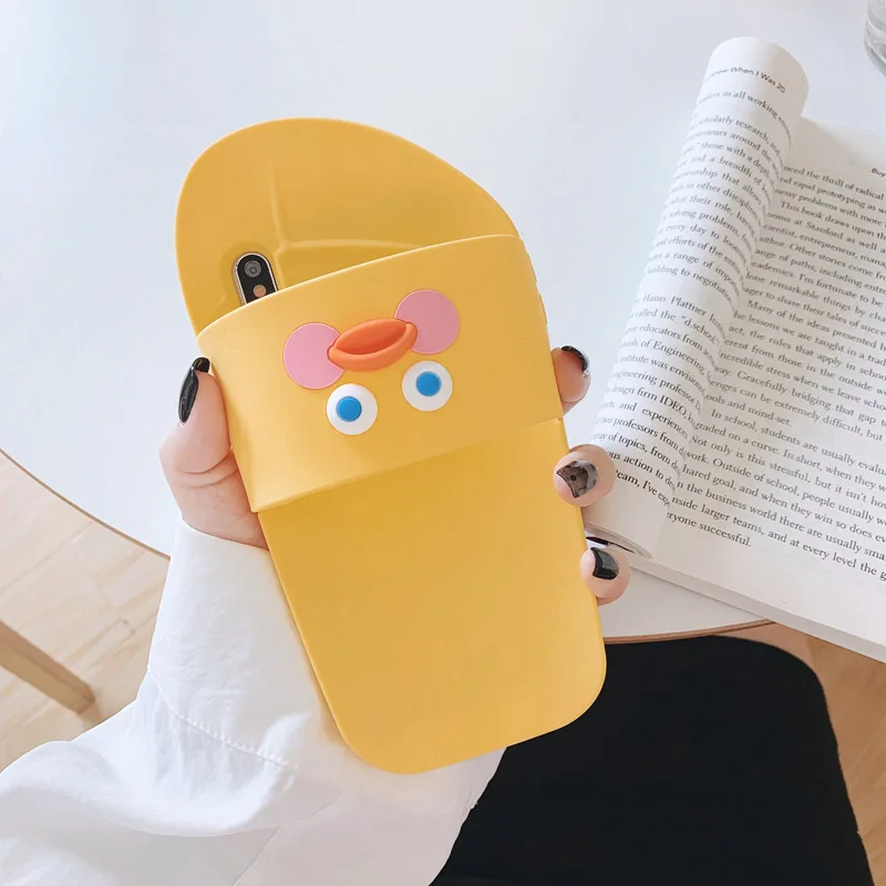 Смешные Тапочки обувь чехол для телефона iphone X XR XS Max 7 8 плюс 6 6s Чехол с милым