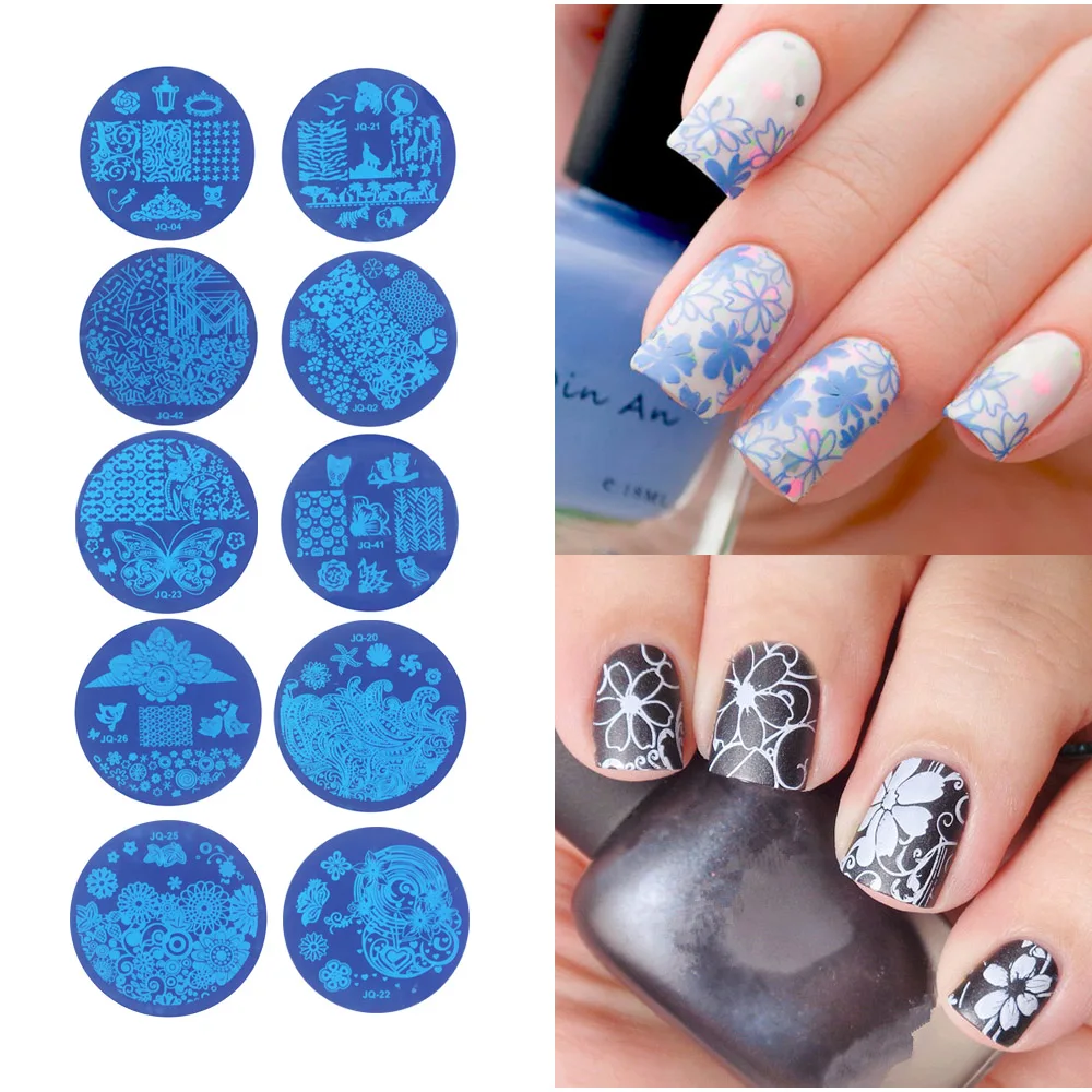 10pcs Nail Stamper Plate Set Nails Art Image Stamp Stamping Transfer