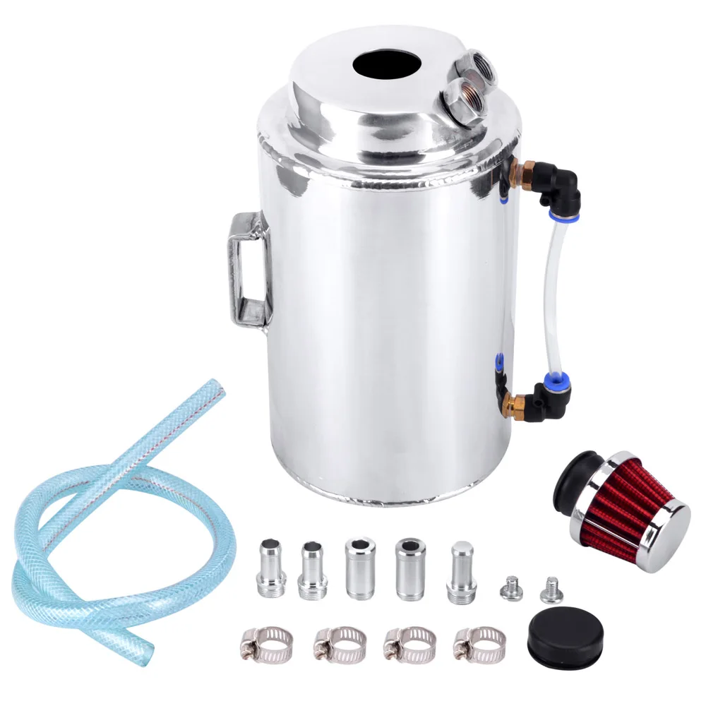 2L UNIVERSAL ALUMINIUM ALLOY OIL CATCH CAN TANK WITH BREATHER FILTER