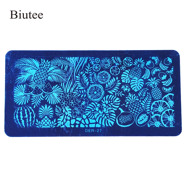 

Biutee Nail Art Rectangle Stamping Template Love Valentine's Day Line Flower Butterfly Manicure Image Plate DIY Nail Painting