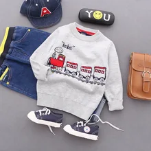 Весенне-осенняя верхняя одежда для мальчиков Детская одежда для детей Детское жаккардовое автомобиля хлопковые пуловеры свитер; плотный теплый пуховик для детей печать Свитер с принтом