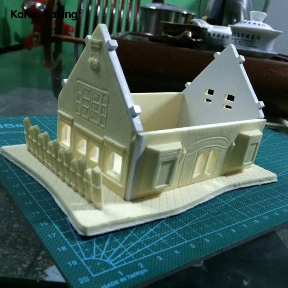 

One Set 3D Silicone House Building Cake Decorating Fondant Tool Mold Baking Tools C244