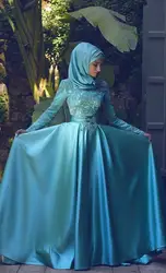 Индивидуальный заказ трапециевидной формы с высоким воротником аппликации длинный рукав мусульманское свадебное платье Vestidos De Noiva