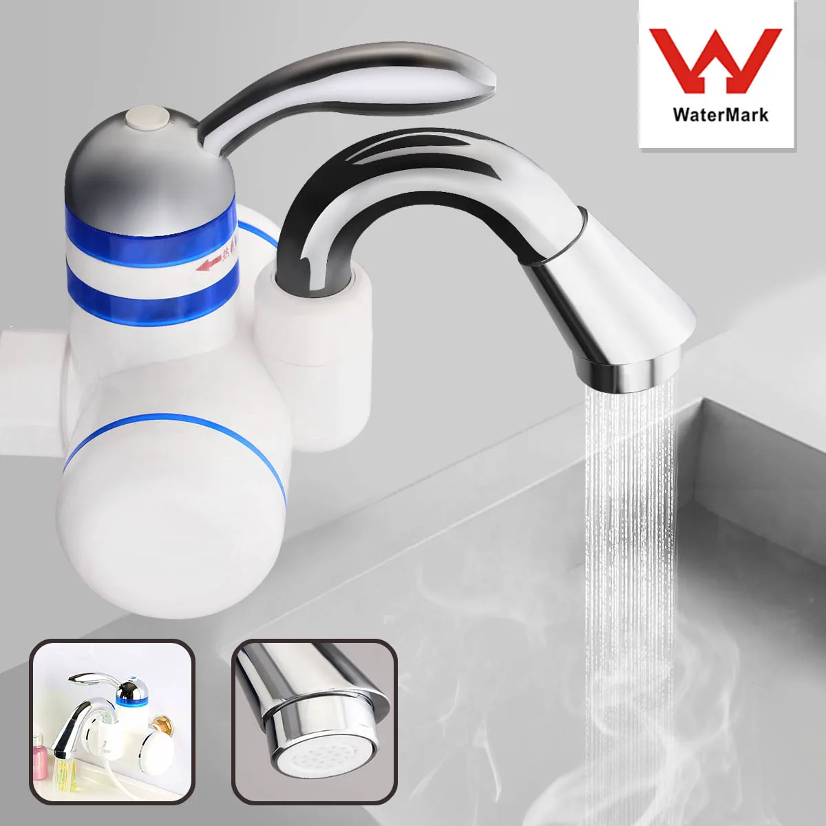 

220V Kitchen Instant Electric Water Heater Basin Faucet Tankless Waterproof Hot And Cold Bathroom Mixer Water Taps Single Handle
