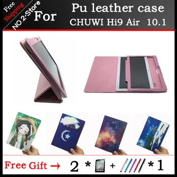 

Fashion Printing PU Leather Protective Shell Stand Cover For Chuwi Hi9 Air 10.1 inch Tablet Case+ Stylus +2 Screen Protectors