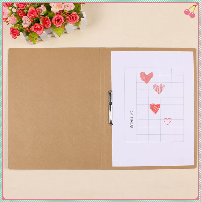 10pcs 31.5*23.5*1cm A4 Kraft Paper 2 Holes Punched File Folder Office