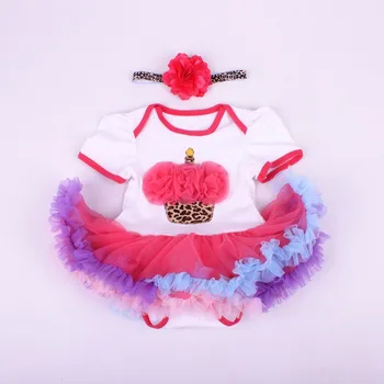 

Wholesale Cheap Baby Doll Dress with Cake Pattern For 22-23 inch Reborn Baby Pink colorful Bubble Skirt Doll
