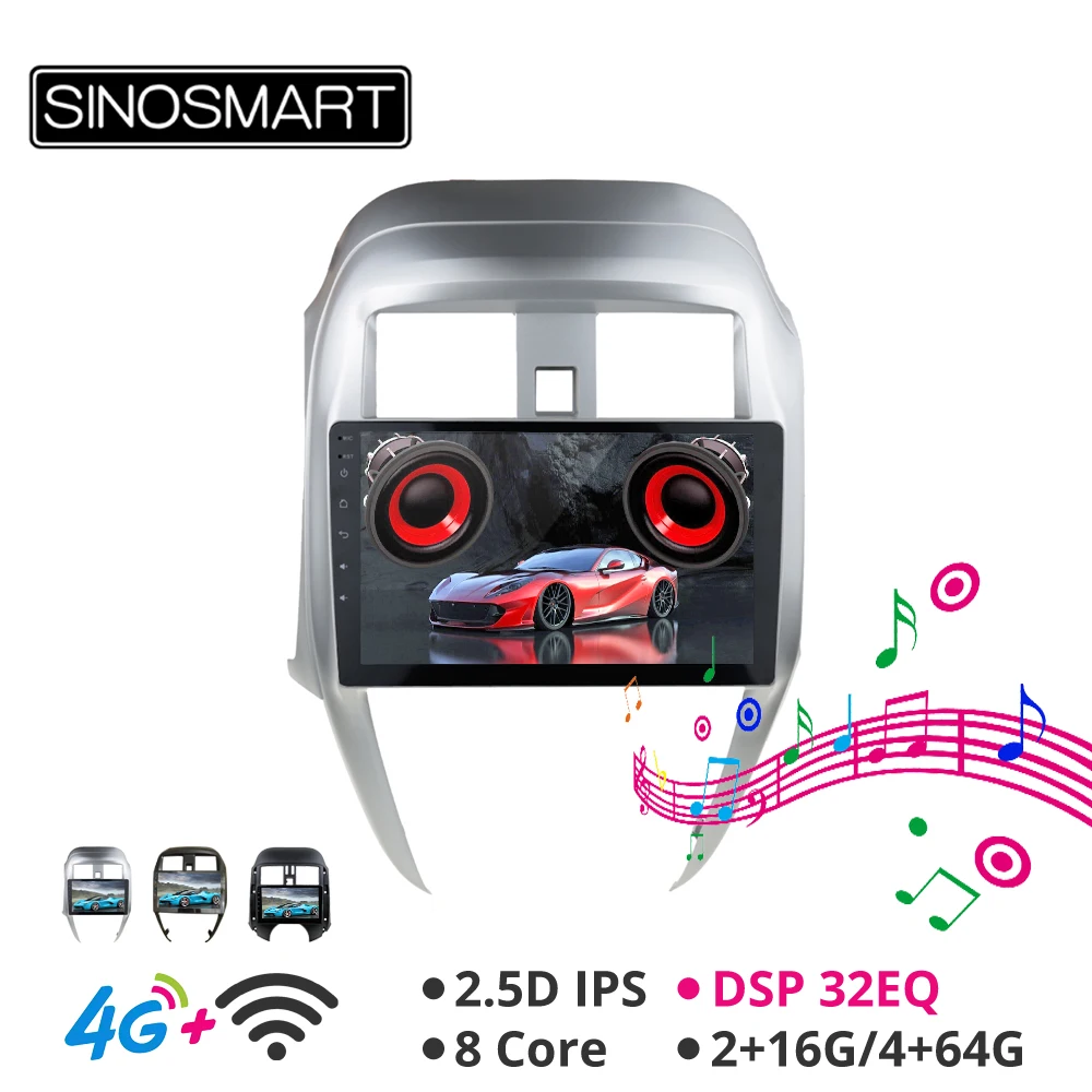 Sinosmart Android 8,1 автомобильный радиоприемник с навигацией GPS для Nissan Sunny, Versa 2011- 2din поддержка фабрики OEM камера заднего вида/NAV