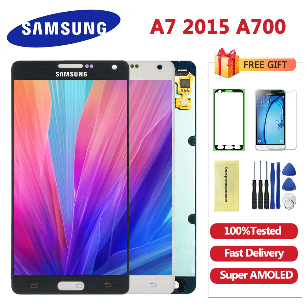 

5.5" AMOLED Display for SAMSUNG Galaxy A7 2015 LCD A700 A700F A700FD Touch Screen Digitizer Replacement For samsung A7 LCDs