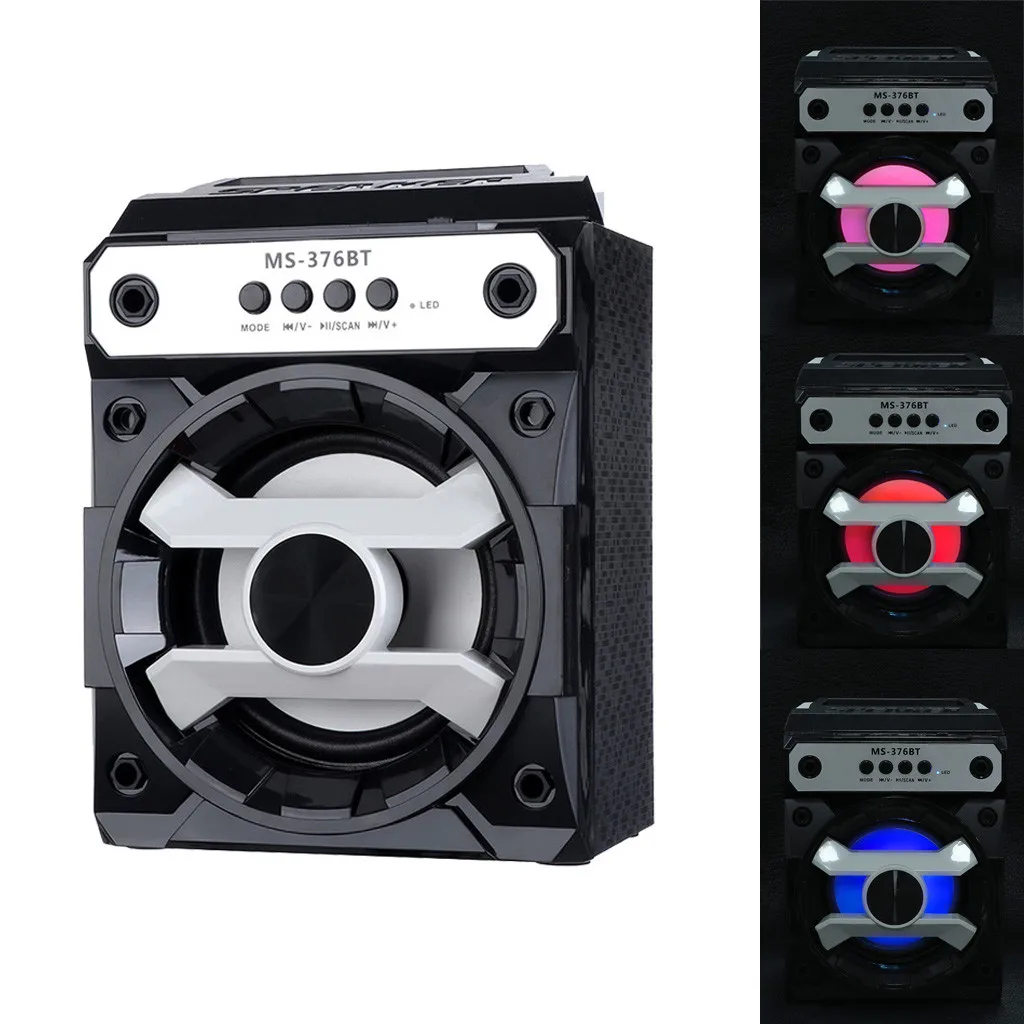 HIPERDEL Bluetooth динамик беспроводной портативный MS-376BT многофункциональный красочный светильник s Super Bass USB/TF/AUX/fm-радио C327