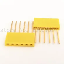 50pcs Yellow 2.54mm 6P Stackable Long Legs Female Header For Arduino Shield