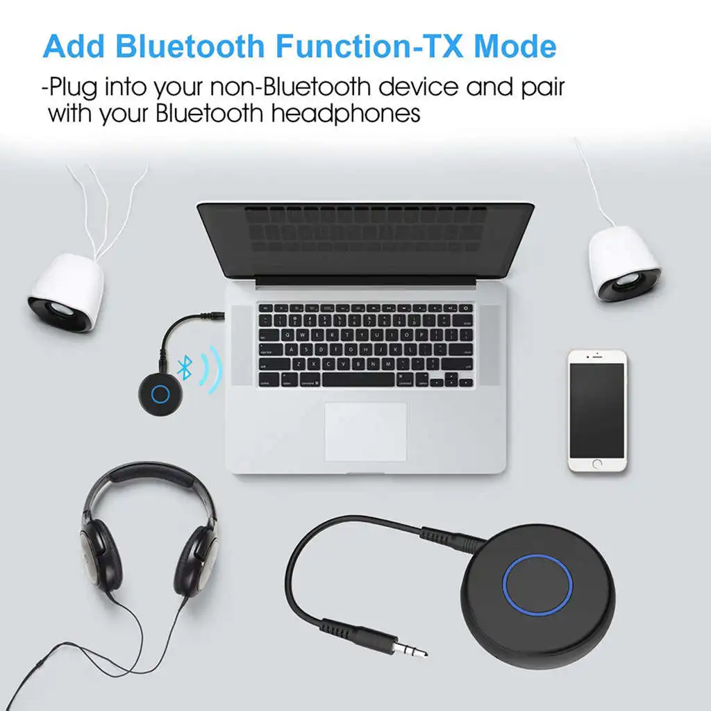 Bluetooth передатчик 3,5 мм разъем Bluetooth 5,0 адаптер для ТВ компьютера ноутбука Запуск аудио в наушники Колонки