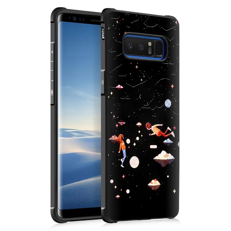 Embossed Painted Cases For Samsung Galaxy Note 8 Soft Silicon Mobile Phone Shell Shockproof Protective Sleeve Black Cover Fundas |