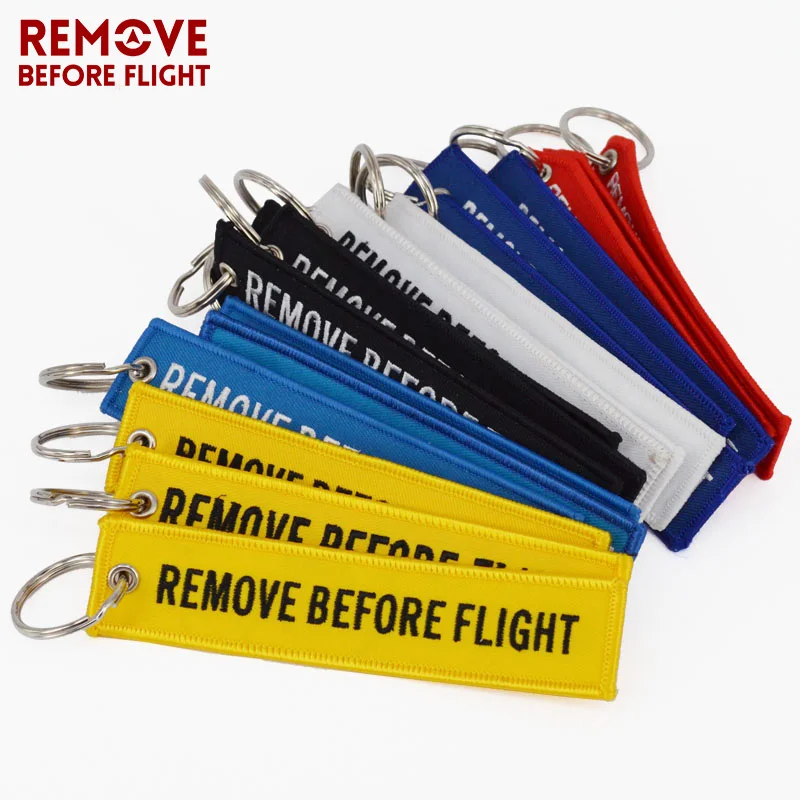

10 PCS REMOVE BEFORE FLIGHT Keychain HandBag Pendant Key Holder OEM Safety Tag Embroidery Jewelry Key Ring Accessories Wholesale