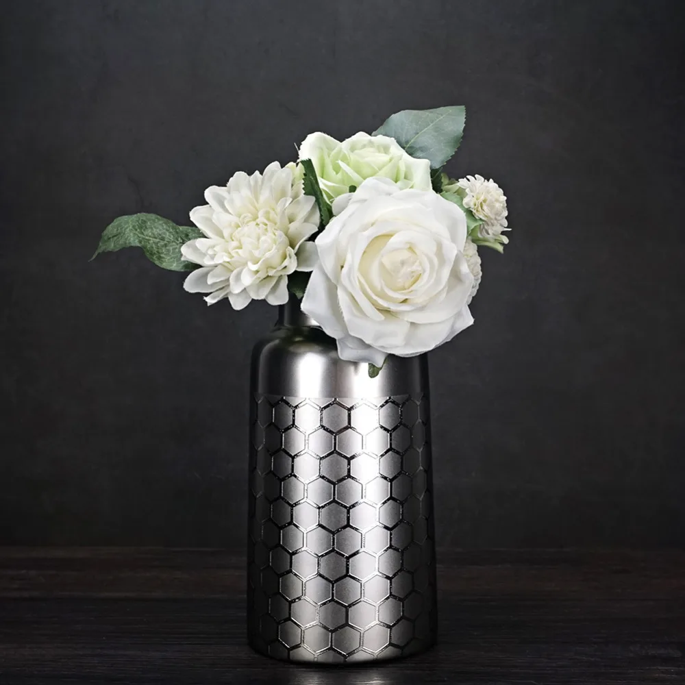 

6 inch,8 inch Silver Ceramic Flower Vase Home Decor Vase and Table Centerpieces Vase - Ideal Gifts for Friends and Family