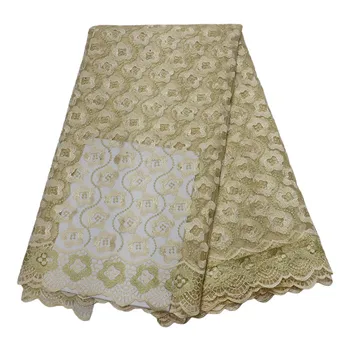 

Latest Design Gold Color African cord Lace Fabric Nigerian Lace Fabric For Women Hot Selling French Lace FabricHX1729-1
