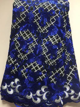 

Tulle Embroidered Net Lace African French Laces Fabrics High Quality Nigerian French Net Lace 2019 With stones ELL3300 royalblue