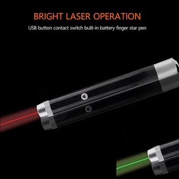 

1 mode USB Rechargeable High Power Green/Red 2 Colors Laser Pointer Pen Visible Beam Teaching Presenter Light Hunting
