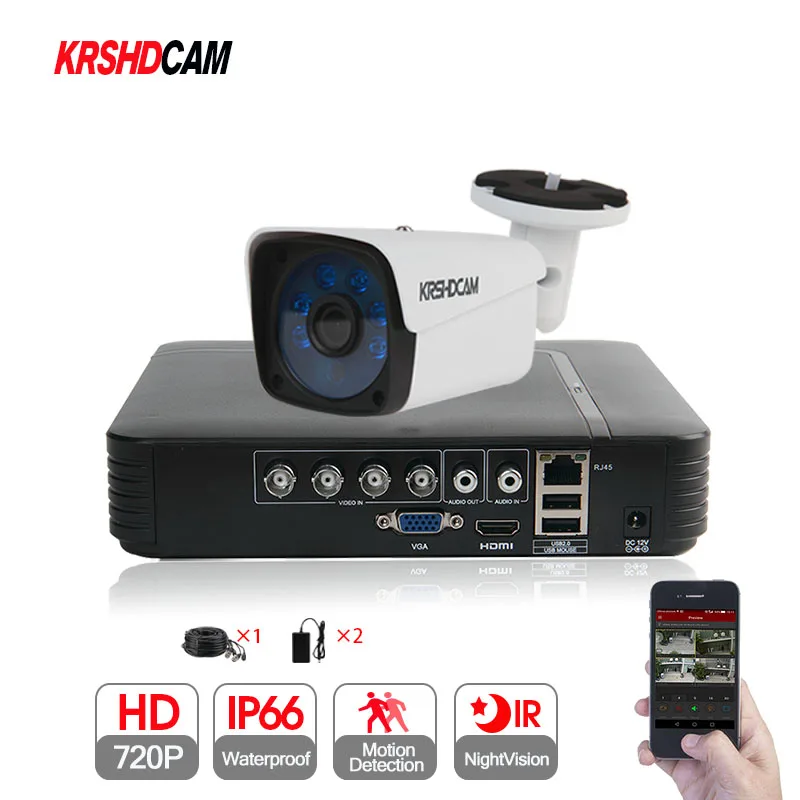 

KRSHDCAM 4CH AHD DVR Security CCTV System 30M IR 1PCS 1080P AHD Camera system Outdoor Waterproof Home Video Surveillance Kit