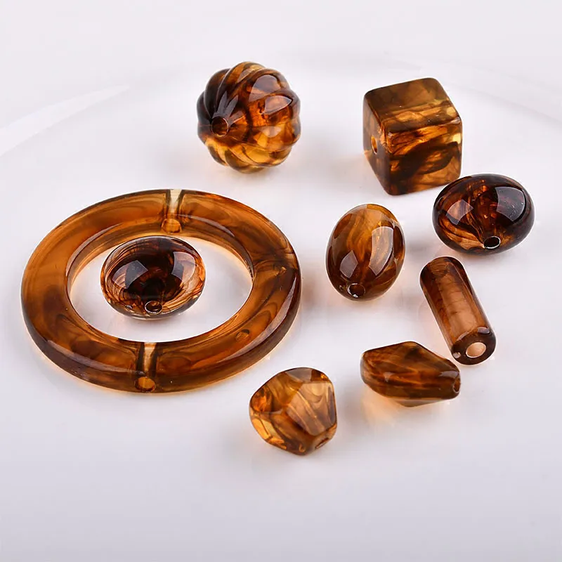 

Diy handmade jewelry accessories imitation amber resin straight hole geometric irregular earrings material