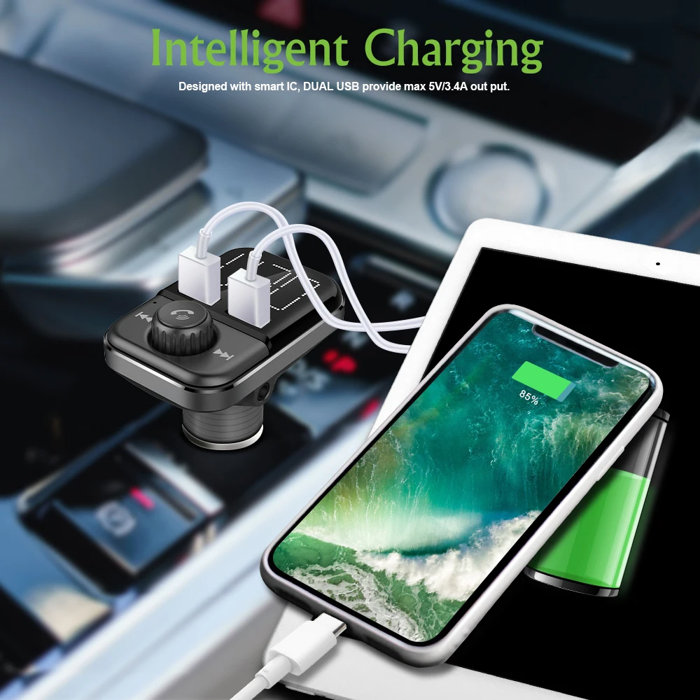 Fm передатчик Bluetooth автомобильный трансмиссор Handsfree TF модулятор трансмиттер радио