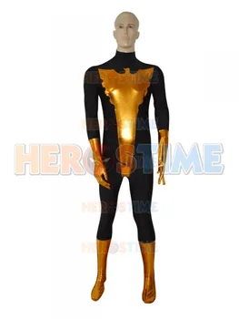 

Custom Made Black and Dark Gold Jean Grey Phoenix Spandex Cosplay Halloween Costume Jumpsuit