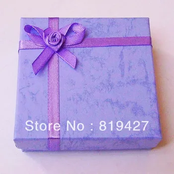 

Wholesale 24pcs/lot Purple Colors Jewelry Sets Display Box Necklace Earrings Ring Box 9*9cm Packaging Gift Box Free Shipping