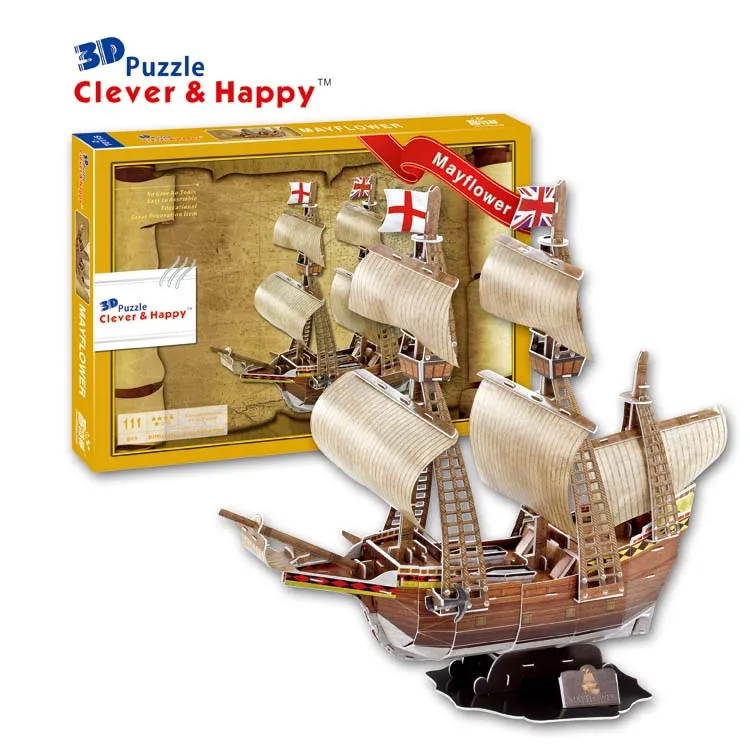 

2014 new clever&happy land 3d puzzle model Mayflower adult puzzle diy paper model educational toys paper learning & education