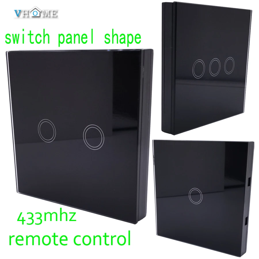 

Vhome Wireless RF 433MHZ launcher Black Switch shape Touch Remote Control for Touch Light Switch,garage door,electric curtains