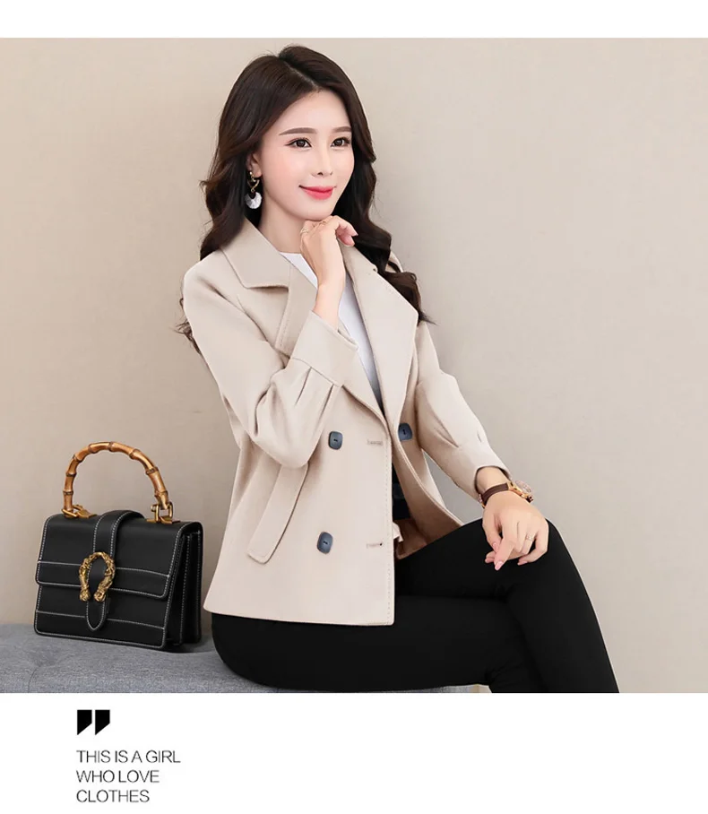 Зимнее женское Шерстяное женское осеннее пальто Корейская версия нового повседневного дикого пальто шерстяное короткое пальто свободная женская одежда