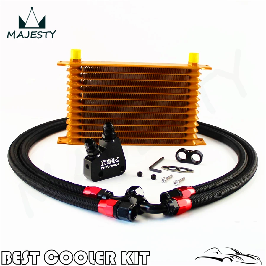13 Row Engine Oil Cooler Kit + Sandwich Plate For BILLET LS1 LS2 LS3 LSX VE HSV Gold in Fuel
