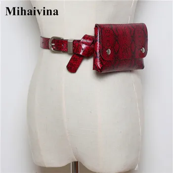 

Mihaivina Wholesale Classic Serpentine Waist Bag Women Fashion PU Leather Fanny Pack Female Vintage Belt Bag Phone Bum Sexy Bags