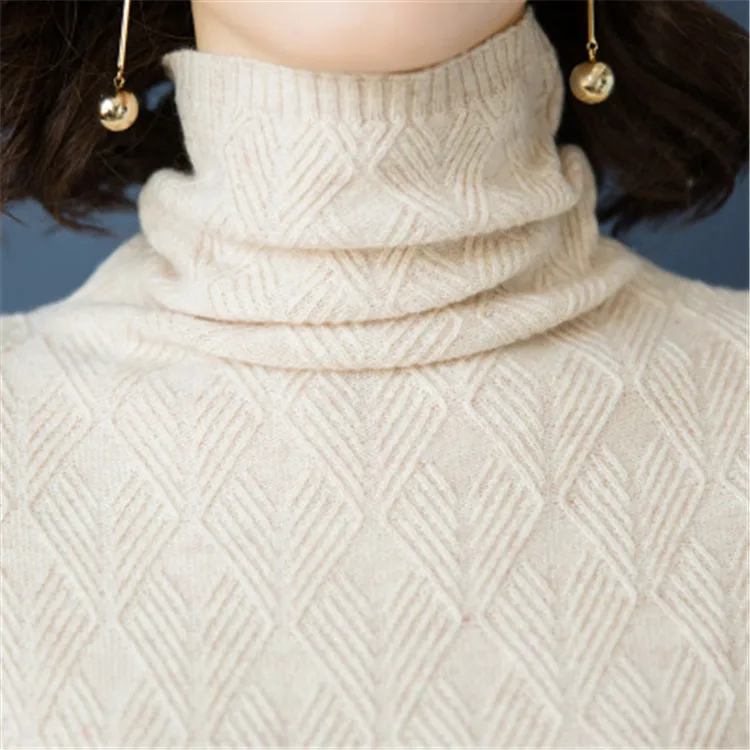 100% коза, кашемир вязаная водолазка женский корейский стиль сплошной тонкий короткий пуловер свитер бежевый 3 цвета m-xl
