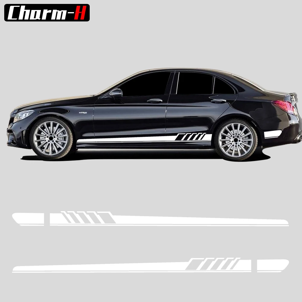 

Matte Black - Edition 1 AMG Stripe Sticker for Mercedes Benz W205 C200 C250 C300 C450 C63 Side Skirt