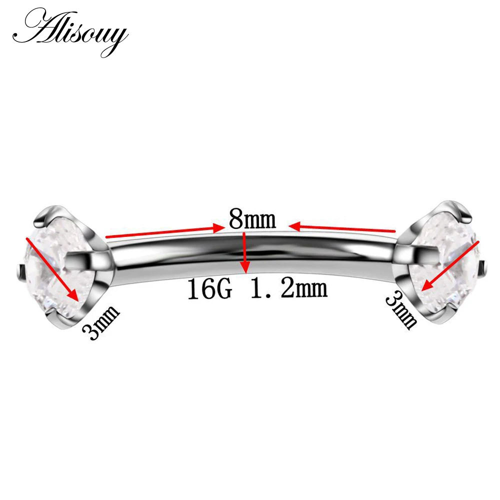 1 шт. 316L нержавеющая сталь брови штанги пирсинг серьги драгоценные камни кубический цирконий спираль кольцо Лабрет губы пирсинг бровей ювелирные изделия
