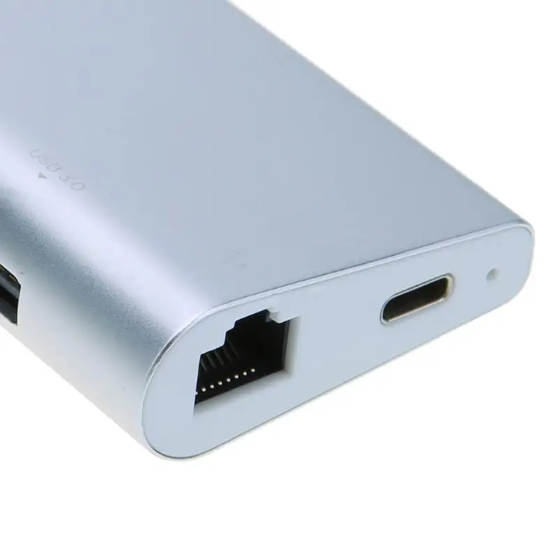 HUB USB multifunción tipo C 8 en 1 Hub USB-C con vídeo tipo C 4 K HD Gigabit RJ45 Ethernet Adaptador SD/TF lector de tarjeta - 5