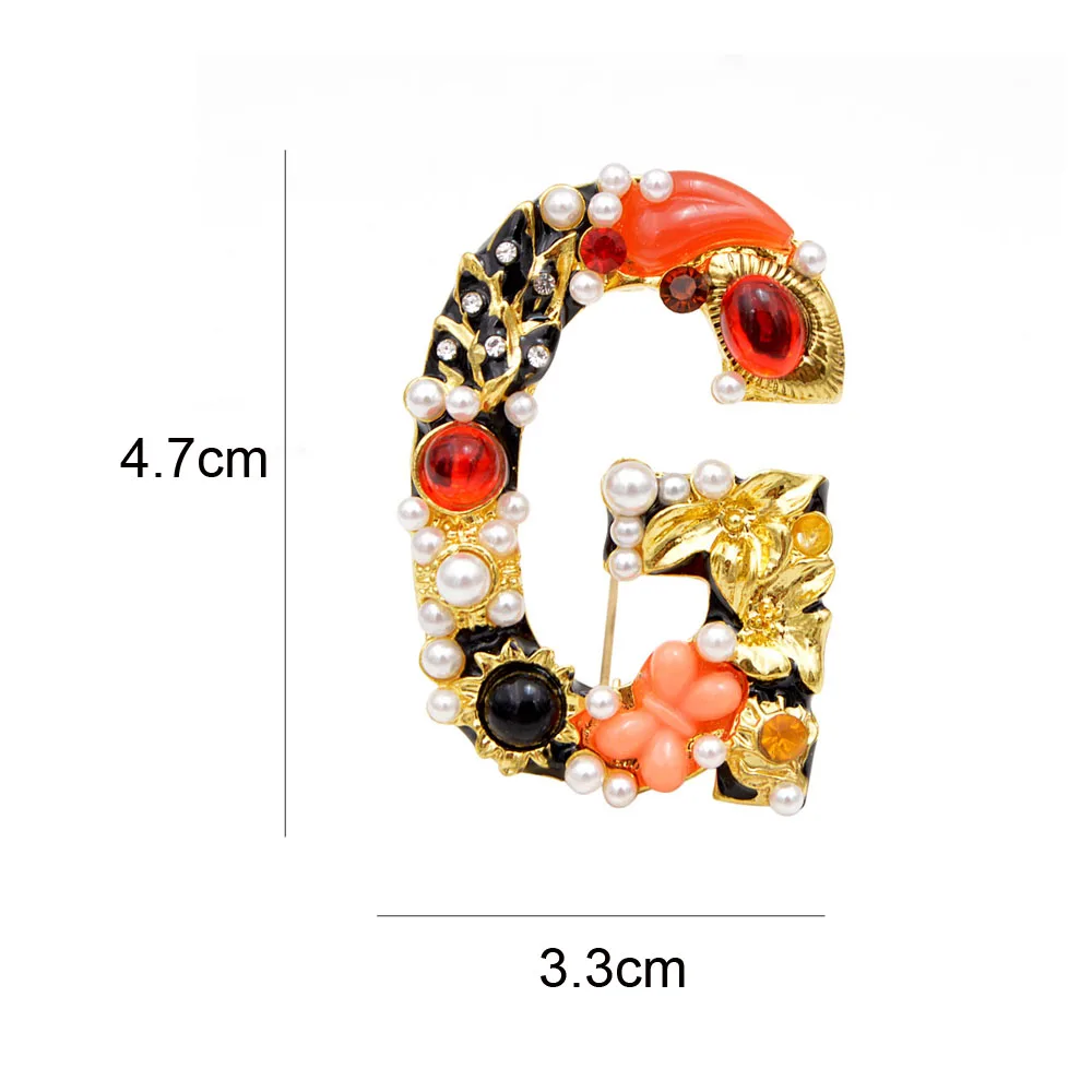 Синди Сян жемчужина в стиле барокко стразы брошь в форме буквы Алфавит Броши для женщин персонализированный дизайн A S D M R G хороший подарок - Окраска металла: G