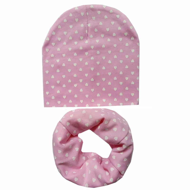 Новая детская шапочка из хлопка, 2 предмета, детский шарф для девочек и мальчиков, модный детский набор из шапки и шарфа, Детские шапочки реквизит для фотосессии - Цвет: pink love