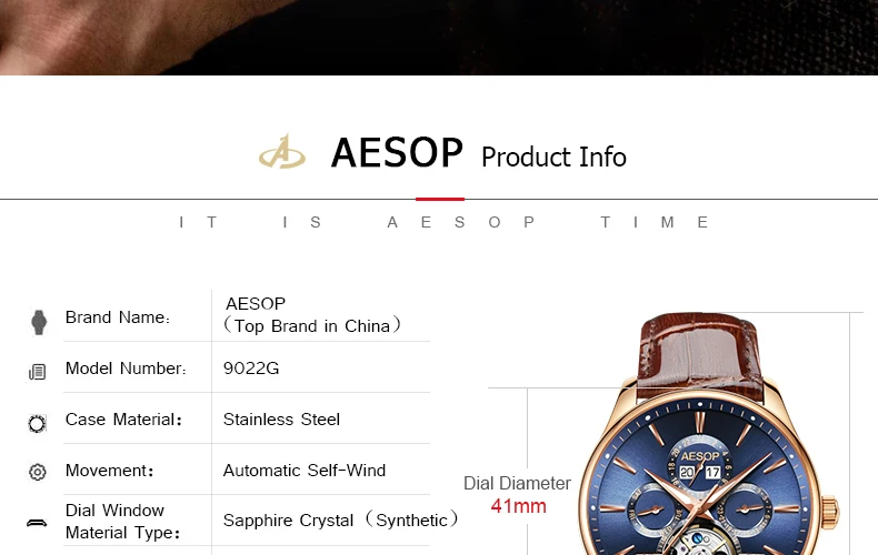 AESOP модные спортивные мужские часы, автоматические механические часы, мужские часы из нержавеющей стали, мужские Tourbillon, деловые часы