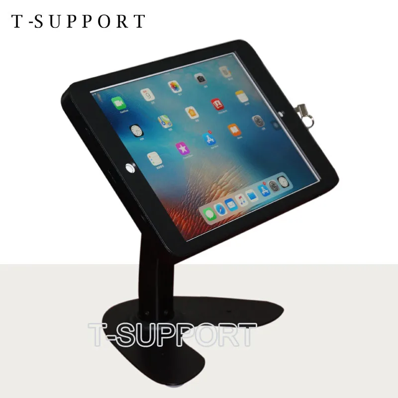 for 12.9 iPad Pro secuirty table stand with anti-theft enclosure 360 degree rotation base display kiosk POS lock holder mounting