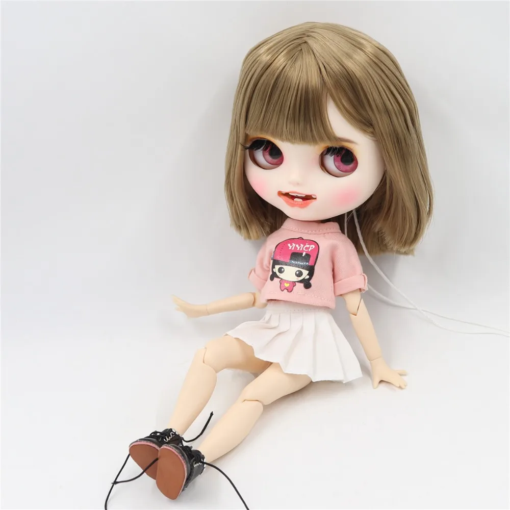 Ледяная кукла DBS Blyth 1/6 bjd белая кожа сужение тела короткие каштановые волосы с