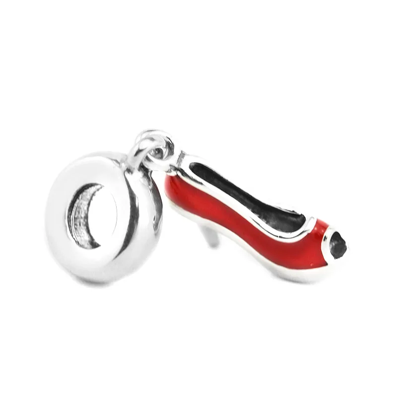 

Beads for Jewelry Making 100% 925 Sterling Silver Red Stiletto Charm with Red Enamel Dangle Fit Bracelets Diy PF648