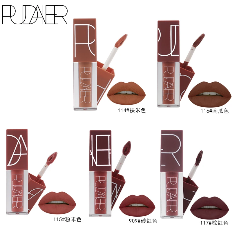 

Pudaier 5 Colors Matte Lipstick Waterproof Nude Pintalabios Batom Rouge a levre Pumpkin Rich Vitamin E Maquillage Makeup