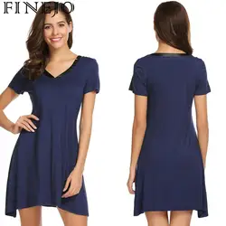 FINEJO Women Letter Print Nightgown Sleep Lounge Dress Sleepwear Sexy V-Neck Dress Slim Home Clothes Nightwear S/M/L/XL/XXL FINEJO Women Letter Print Nightgown Sleep Lounge Dress Sleepwear Sexy V-Neck Dress Slim Home Clothes Nightwear S/M/L/XL/XXL