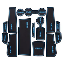 Автомобильные аксессуары для Chevorlet Cruze силикагель Нескользящие Коврики для подсканников, подложки 14 шт. с синим красным белым светящийся Логотип наклейки