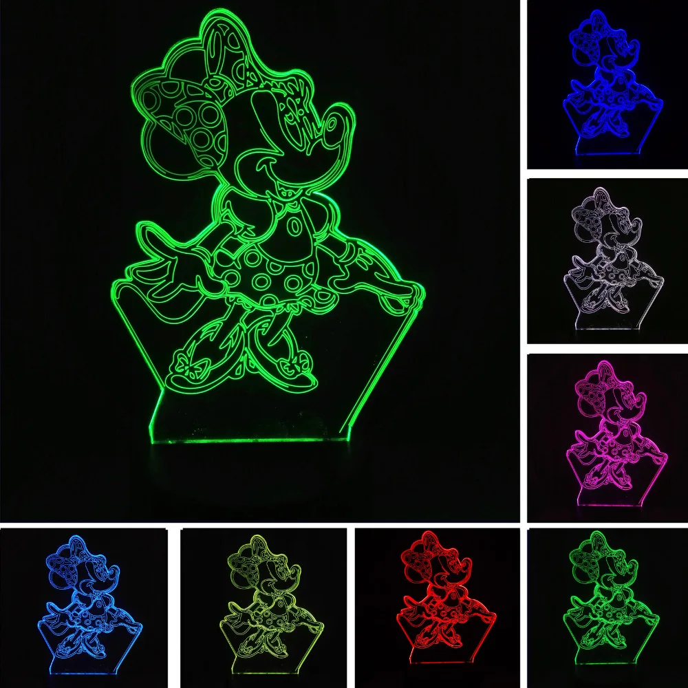 

Luminaria New 3D Cartoon Nice Skirt Girls Mice Mouse 7 Color Glowing Gradient Mood Night Light Child Sleeping Xmas Birthday Gift