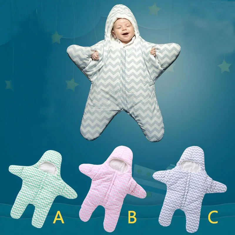 1 Pc Cute Starfish Design Baby Sleeping Bag Soft Warm Blanket Swaddle