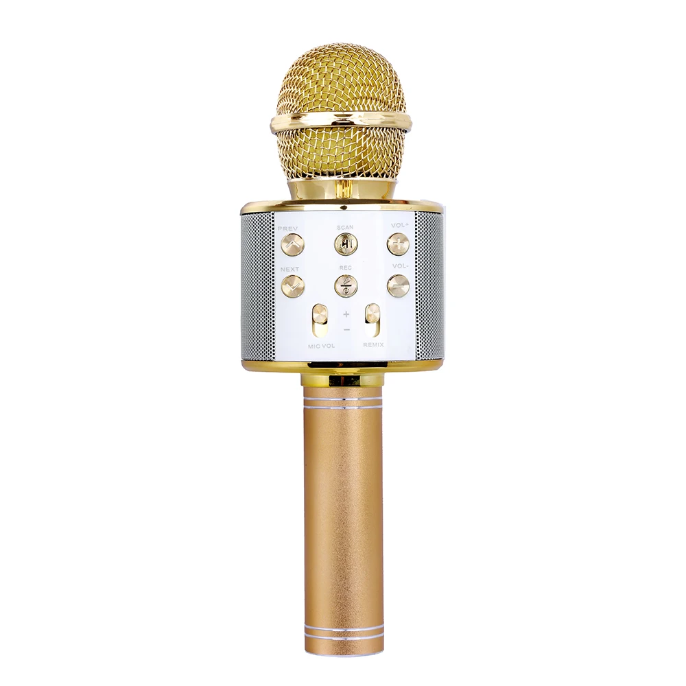 Профессиональный Bluetooth беспроводной микрофон динамик ручной микрофон караоке микрофон музыкальный плеер для вокала, с рекордером KTV 1800Mah